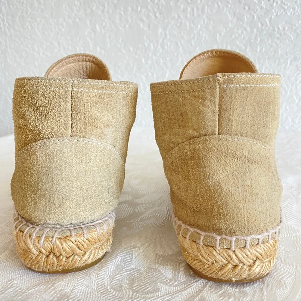 CHANEL beige Suede High Top Espadrilles